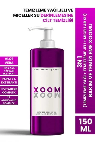 Xoom 3 in 1 (Temizleme Yağı + Temizleme Jeli + Micellar Su) Bakım ve Temizleme Xoomu 150 ML