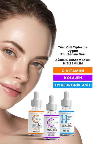 Üçlü Serum Paketi (C VİTAMİNİ - KOLAJEN - HYALURONİK ASİT SERUMU) - 3