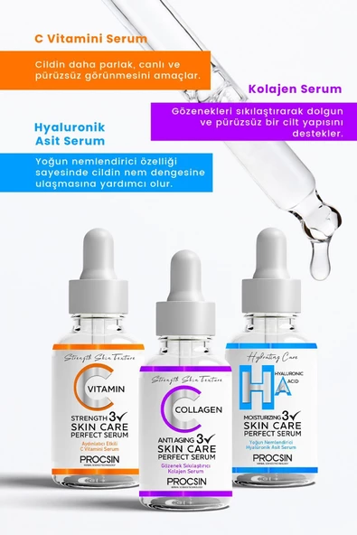 Üçlü Serum Paketi (C VİTAMİNİ - KOLAJEN - HYALURONİK ASİT SERUMU) - 4