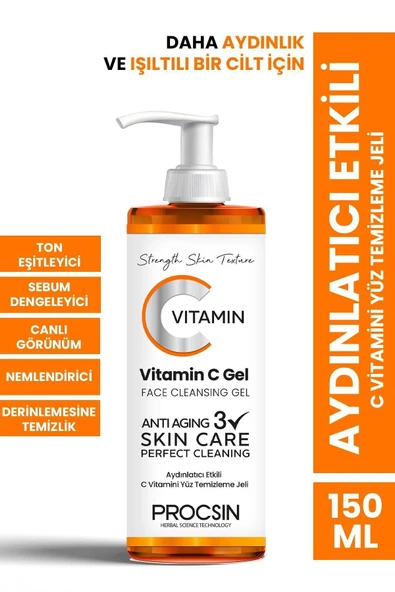 Aydınlatıcı Etkili C Vitamini Yüz Temizleme Jeli 150 ML