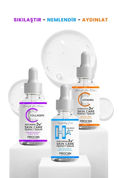 Üçlü Serum Paketi (C VİTAMİNİ - KOLAJEN - HYALURONİK ASİT SERUMU) - 2