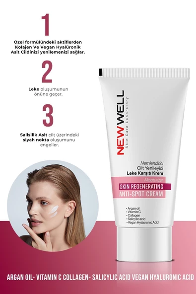 NEW WELL Nemlendirici Cilt Yenileyici Leke Karşıtı Krem 50ML - 3
