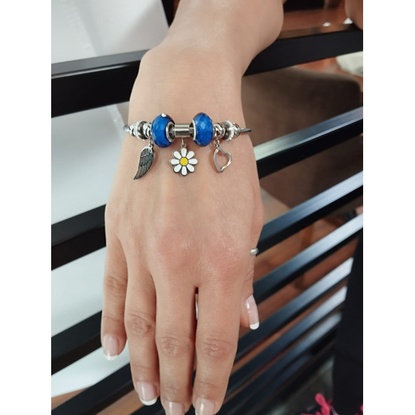 Charm Pandora Model Bileklik Tasarim Çiçekli - 2
