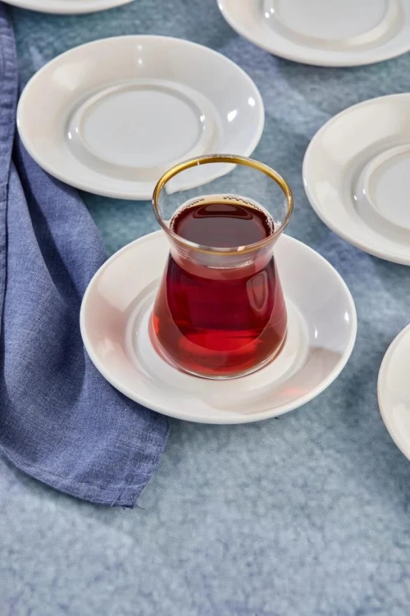 Cooker Özel Alaçatı Sade Desensiz Porselen Çay Tabak 6 Adet CKR4153 - 2