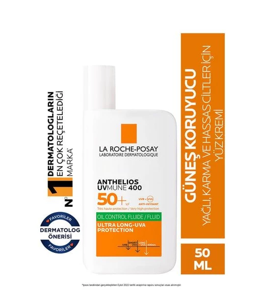 La Roche Posay Anthelios Uvmune400 Oil Control Fluid Yağlı,Karma Ve Hassas Ciltler İçin Yüz Güneş Kremi Spf50+ 50ml