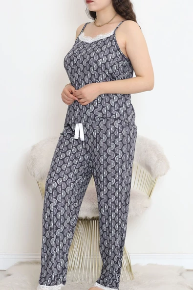İp Askılı Battal Pijama Takımı Lacivert - 174.1287. - 3