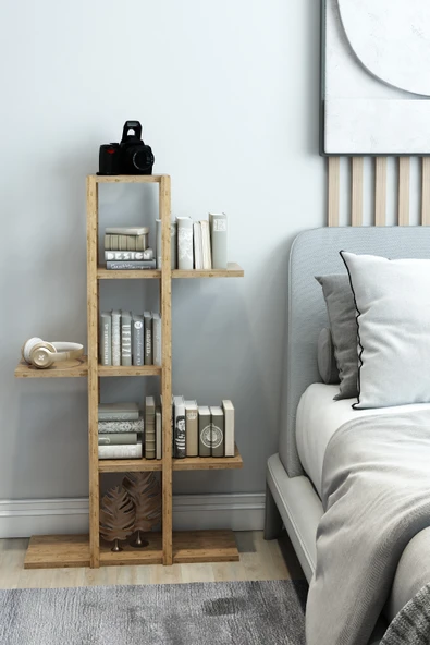 Jest Dekor Konsept Lotus Atlantik Çam Ahşap 5 Katlı Çiçeklik, Saksılık, Çiçek Standı, Dekoratif Raf-çok Amaçlı Kullanım - 6
