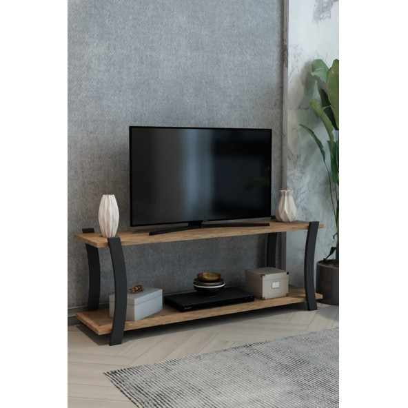 Roma Atlantik Çam Ahşap Raflı Televizyon Sehpası, Tv Ünitesi, Tv Sehpası / 120x30 Cm / Şık ve Ergonomik - 2