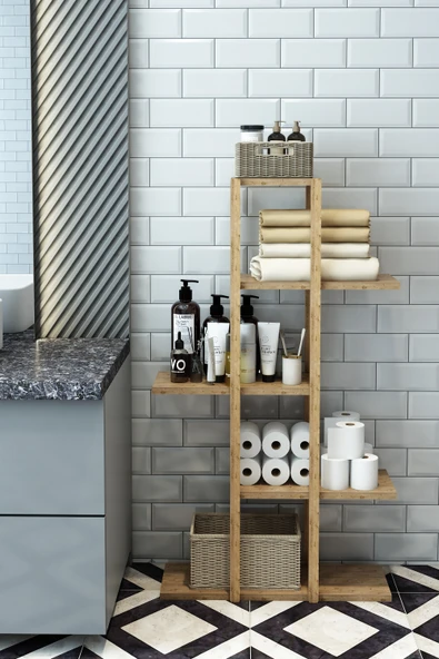 Jest Dekor Konsept Lotus Atlantik Çam Ahşap 5 Katlı Çiçeklik, Saksılık, Çiçek Standı, Dekoratif Raf-çok Amaçlı Kullanım - 4