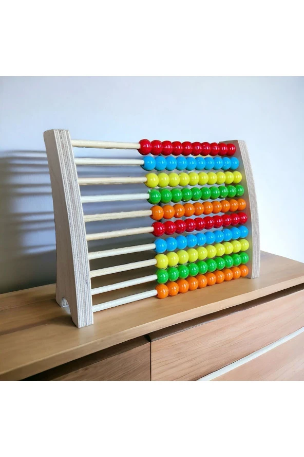 Montessori Ahşap Abaküs Eğitici Sayı Sayma Boncuğu
