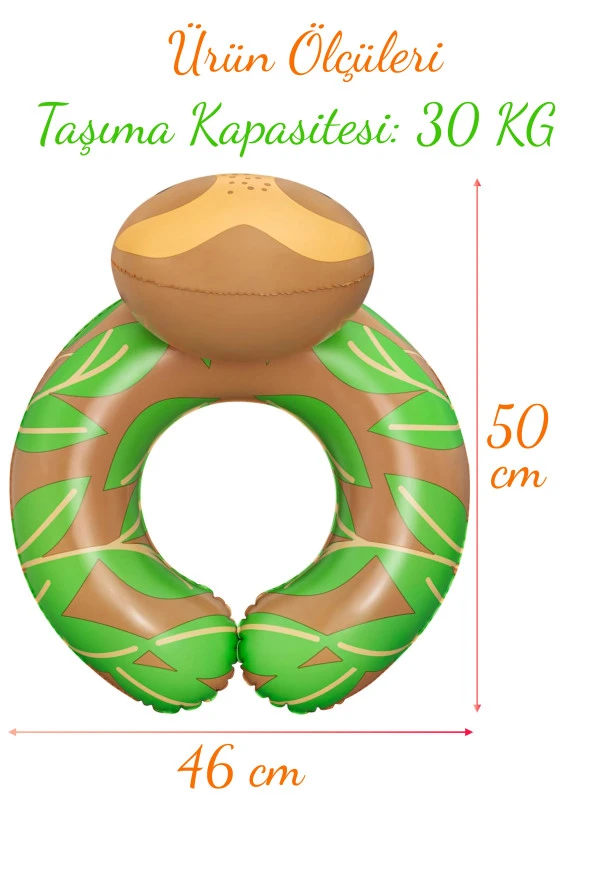 Hayvan Başlı 3-6 Yaş 30 kg Simit Yüzme Simidi Havuz Deniz Şişme Yüzücü Simidi 50 cm - 2