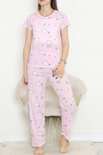 Desenli Pijama Takımı Beyazpembe - 130.1287. - 3