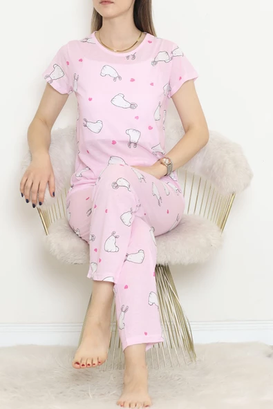 Desenli Pijama Takımı Beyazpembe - 130.1287. - 5