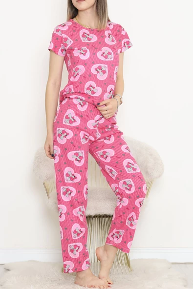 Desenli Pijama Takımı Fuşya - 130.1287. - 2