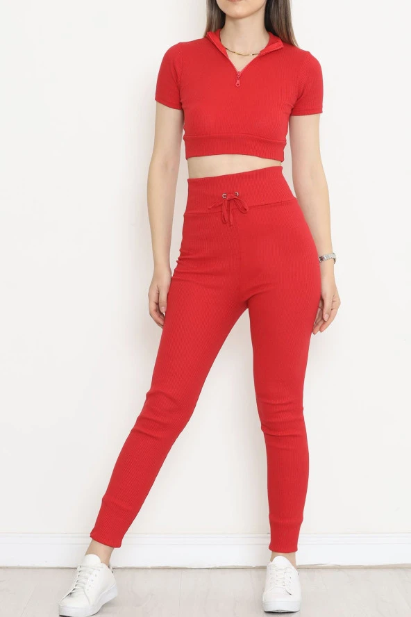 kaliteli Kaşkorse Fermuarlı Kısakol Takım Kırmızı - 18517.1567. - 3