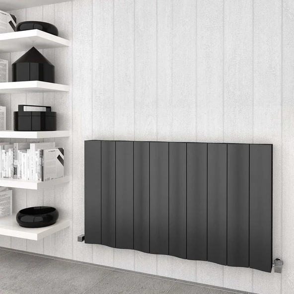 Sanica Asimetrik Dizayn Radyatör Antrasit Alüminyum Yatay (Single) 600 x 1027 mm ürün görseli