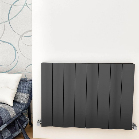 Sanica Asimetrik Dizayn Radyatör Antrasit Alüminyum Yatay (Double) 600 x 409 mm - Resim 2