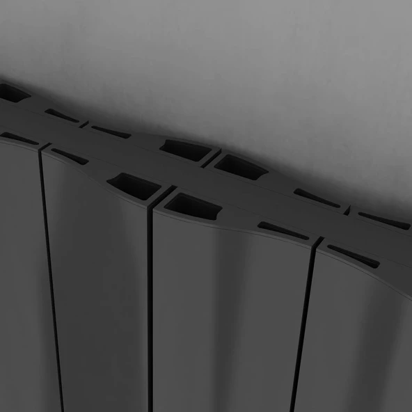 Sanica Asimetrik Dizayn Radyatör Antrasit Alüminyum Yatay (Double) 600 x 1233 mm - Resim 3