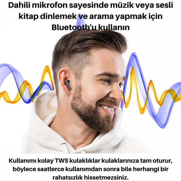Polham BT5.3V 300Mah Şarjlı Mikrofonlu Bluetooth Kulakiçi Kulaklık, Hifi Bas Destekli, Su Geçirmez - 3