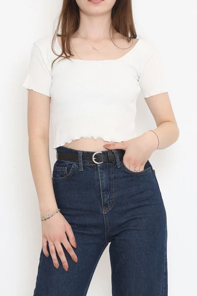 Kare Yaka Kaşkorse Bluz Ekru - 15898.1567. ürün görseli