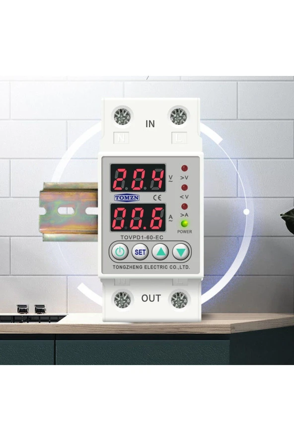 Tomzn Voltaj ve Akım Koruma Rölesi Yüksek Alçak Gerilim Akım Koruyucu 63A Elektrik Bekçisi - 7