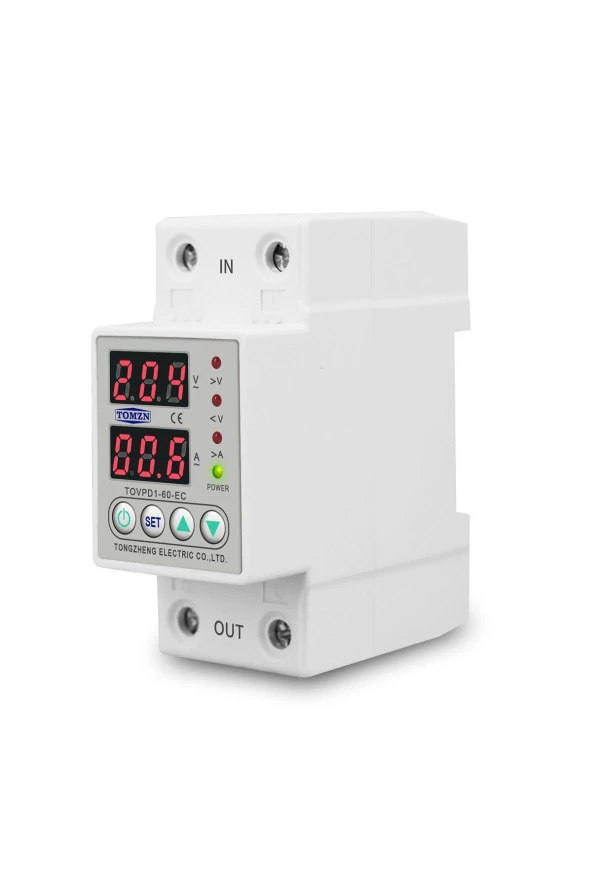 Tomzn Voltaj ve Akım Koruma Rölesi Yüksek Alçak Gerilim Koruyucu Monofaz 40A Elektrik Bekçisi