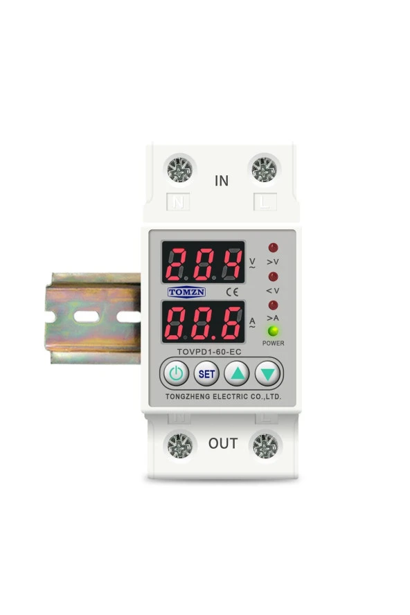 Tomzn Voltaj ve Akım Koruma Rölesi Yüksek Alçak Gerilim Koruyucu Monofaz 40A Elektrik Bekçisi - 3