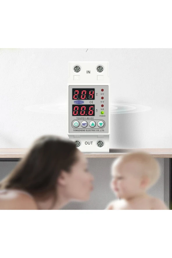 Tomzn Voltaj ve Akım Koruma Rölesi Yüksek Alçak Gerilim Koruyucu Monofaz 40A Elektrik Bekçisi - 6