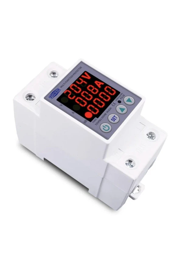 Tomzn Gerilim ve Akım Koruma Rölesi Yüksek Düşük Voltaj Akım Koruyucu 63A Enerji Ölçerli - 3
