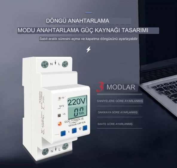 Tomzn Hiking Gerilim Koruma Rölesi Yüksek Alçak Voltaj Akım Koruma 80A Dahili Kontaktör Yıldırım Koruma Rölesi - 4