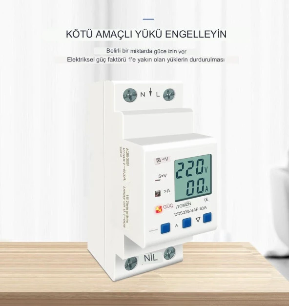 Tomzn Hiking Gerilim Koruma Rölesi Yüksek Alçak Voltaj Akım Koruma 80A Dahili Kontaktör Yıldırım Koruma Rölesi - 5