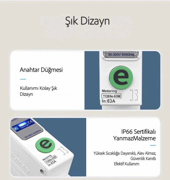 Tomzn Akıllı Voltaj ve Akım Koruma Rölesi, WiFi Özellikli Dahili Enerji Ölçer 63A eWelink Uyumlu - 8