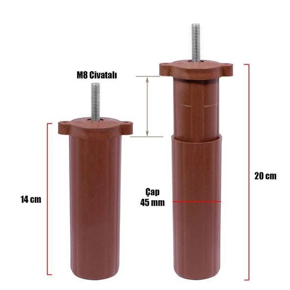 20'li Set Lukens Lüks Mobilya Koltuk Kanepe Tv Ünitesi Destek Ayağı 14 cm Ahşap Desenli Ayakları - Resim 3