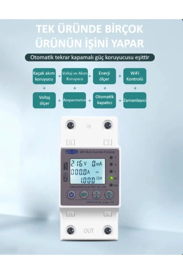 Tomzn Kaçak Akım Koruma Rölesi Ve Yüksek Voltaj Ve Akım Koruyucu Röle 80A Devrimsel Yenilik - 6