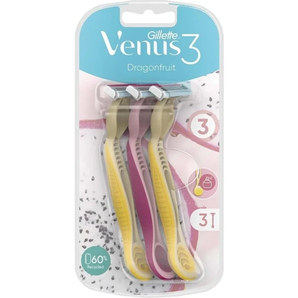 Gillette Venus3 Dragonfruit 3'lü Kullan At Tıraş Bıçağı 6 Adet