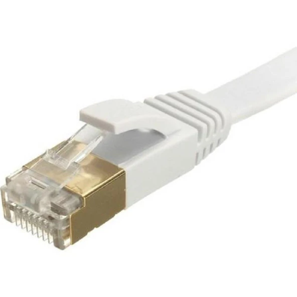 Cat7 Ethernet RJ45 Modem İnternet Kablosu 10Gbps 600Mhz Flat Kablo 1 Metre 4256 - Resim 6