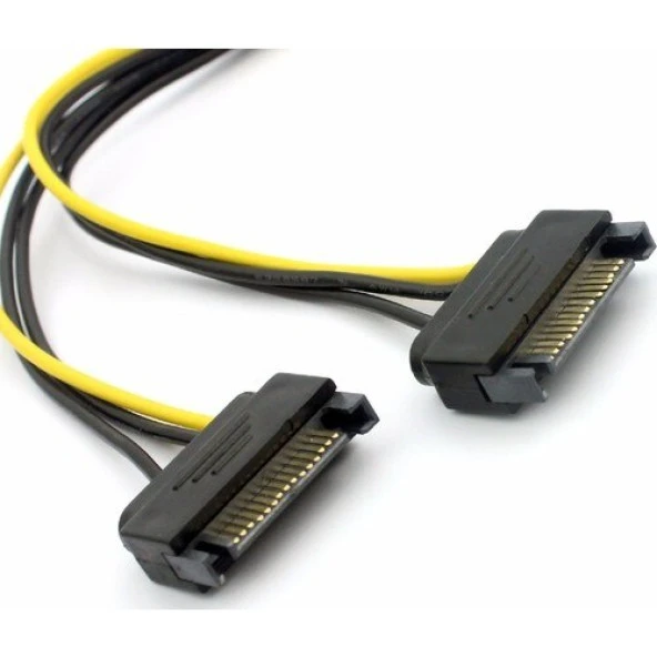 2x Sata to 8 Pin (6+2) Pci-e Express Güç Molex Power Kablosu Çevirici Dönüştürücü 4327 - Resim 2