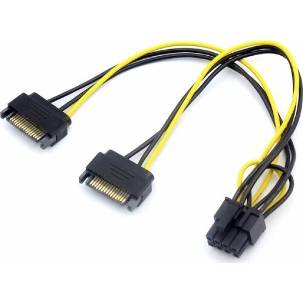 2x Sata to 8 Pin (6+2) Pci-e Express Güç Molex Power Kablosu Çevirici Dönüştürücü 4327 - Resim 3