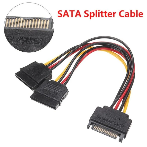 Ancheyn Sata Çoklayıcı 15 Pin 1 Erkek 2 Dişi 2 Port Çoklayıcı Y Splitter Hdd Bağlantı Kablosu 4426 - 3
