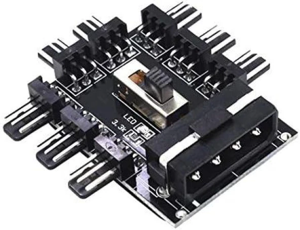 Ancheyn 8 Port Fan Çoklayıcı Hub Y PWM Splitter ide Molex Soğutma 3 pin 4 Switch Anahtarlı 4336 - 3
