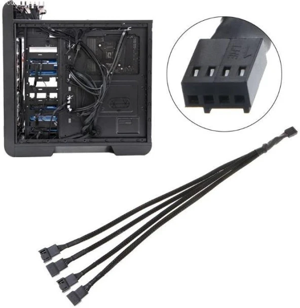 Ancheyn 4 Pin 4 Port Fan Çoklayıcı Y PWM Çoğaltıcı Splitter Kablosu RoHS Uyumlu 30 cm 4987 - Resim 4
