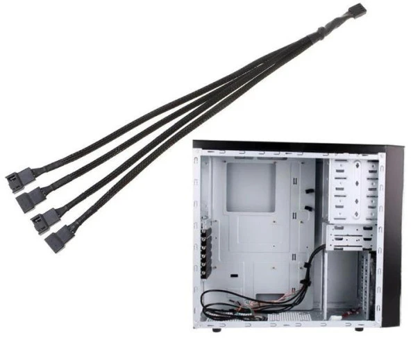 Ancheyn 4 Pin 4 Port Fan Çoklayıcı Y PWM Çoğaltıcı Splitter Kablosu RoHS Uyumlu 30 cm 4987 - Resim 5