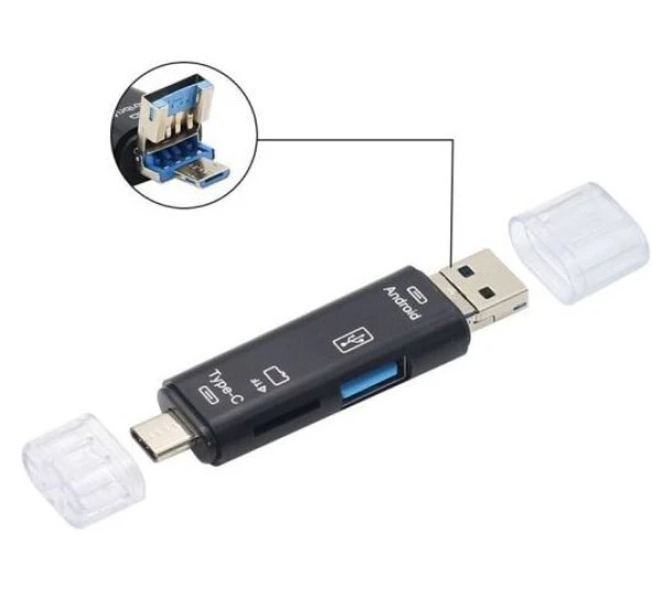 OTG 3 in 1 Type-C ve Micro Usb TF Çevirici Dönüştürücü Kart Okuyucu 5068