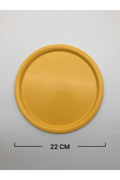 6'lı Sarı Yuvarlak Metal Tepsi, Tek Kişilik Çay ve Kahve Sunum Tepsisi 22cm - 5