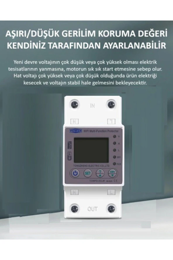 Tomzn Kaçak Akım Koruma Rölesi ve Yüksek Voltaj ve Akım Koruyucu Röle 63A Devrim Niteliğinde Yenilik - 4