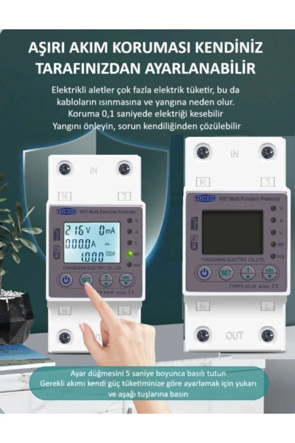 Tomzn Kaçak Akım Koruma Rölesi ve Yüksek Voltaj ve Akım Koruyucu Röle 63A Devrim Niteliğinde Yenilik - 6