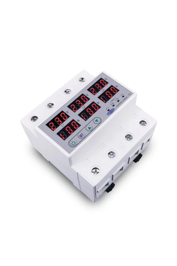 Tomzn Trifaz 380V 100A Gerilim ve Akım Koruma Rölesi Yüksek Alçak Voltaj Koruyucu Röle - Sanayi Tipi - 4