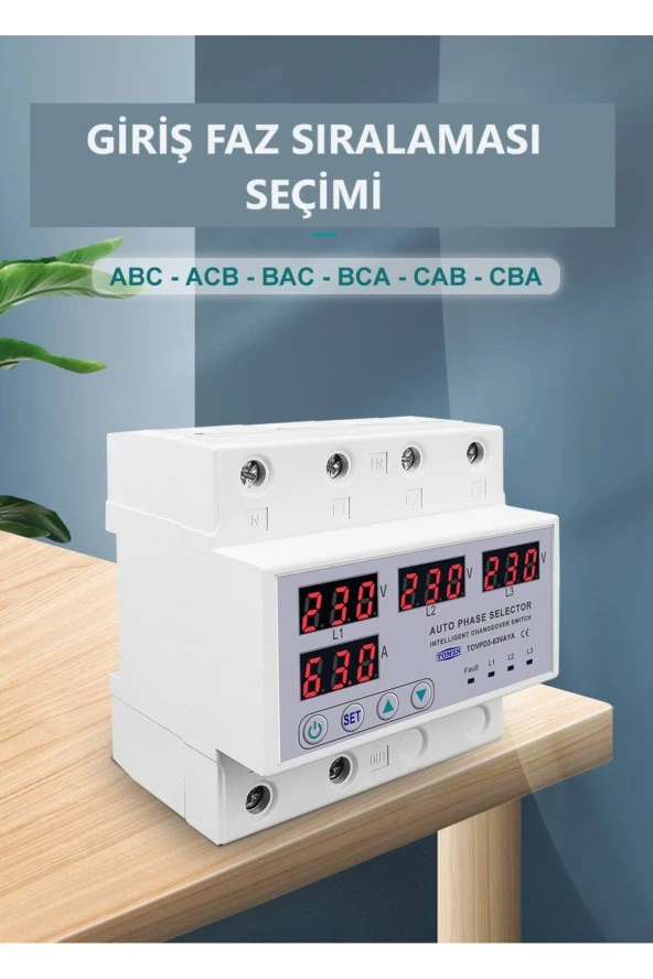 Tomzn Otomatik Faz Seçici Ve Yüksek Alçak Voltaj Akım Koruma Rölesi 220v 100A - 2