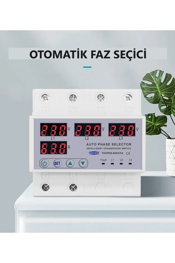 Tomzn Otomatik Faz Seçici Ve Yüksek Alçak Voltaj Akım Koruma Rölesi 220v 100A - 4
