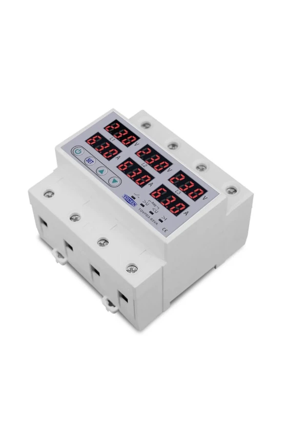 Tomzn Trifaz Gerilim ve Akım Koruma Rölesi Yüksek Alçak Voltaj Yıldırım Koruyucu Röle 220V 100A 3Faz - 2